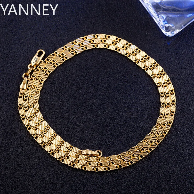 Ожерелье из 18-каратного золота для мужчин и женщин элегантная цепь свадьбы