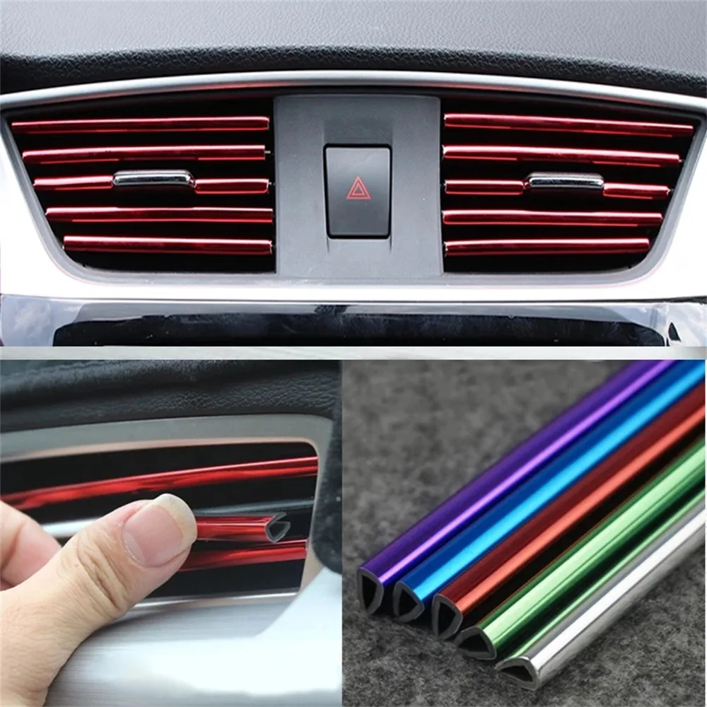 

10Pcs Car Air Conditioner Outlet Decoration Stripes Cover car Interior Accessories Universal For All Models (20cm / Strip)