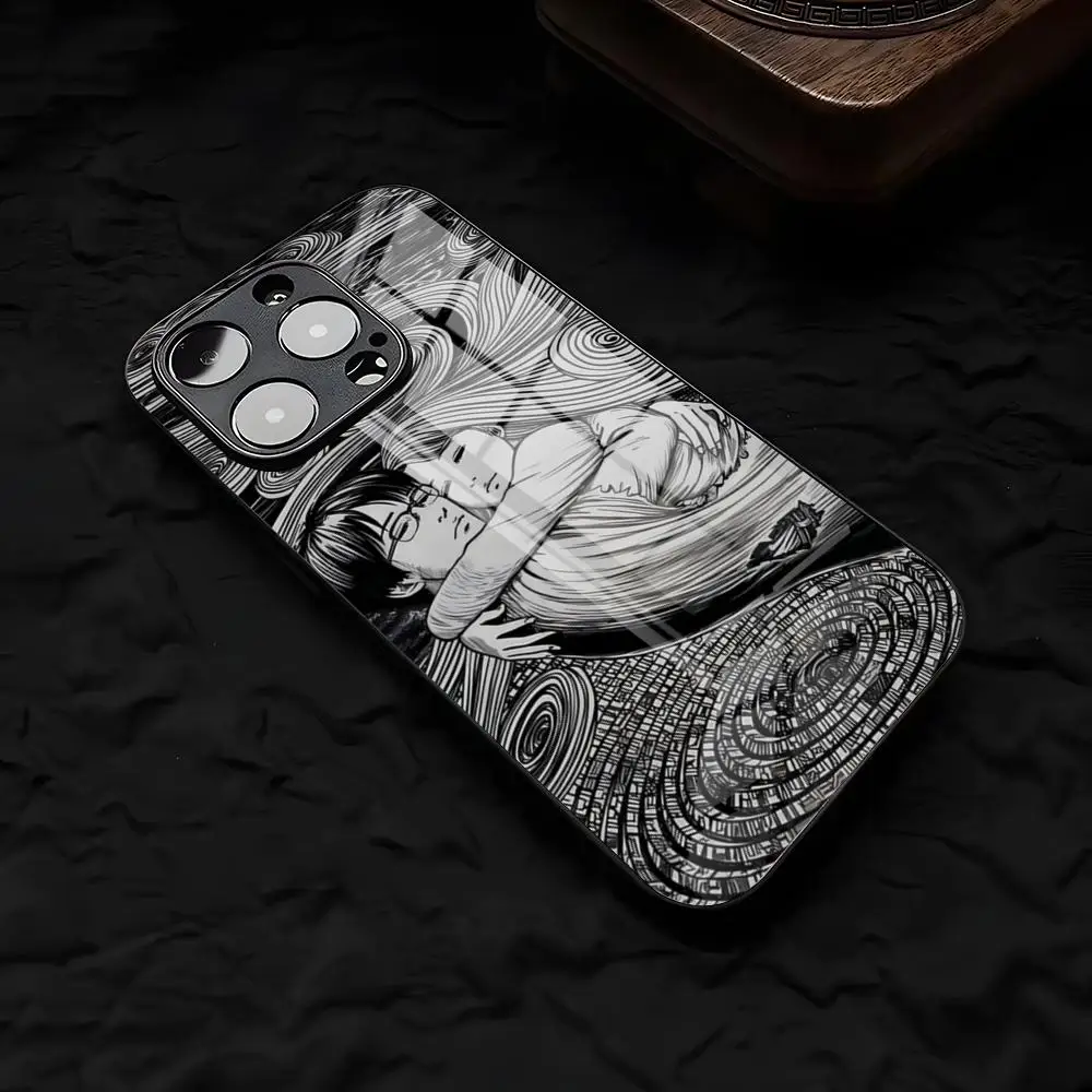 Фото Чехол для телефона I-Ito J-Junji T-Tomie для iPhone 17 Air 16 E Pro Max 15 14 13 Mini 12 Pro 11 Max Plus, черный, стеклянный №2