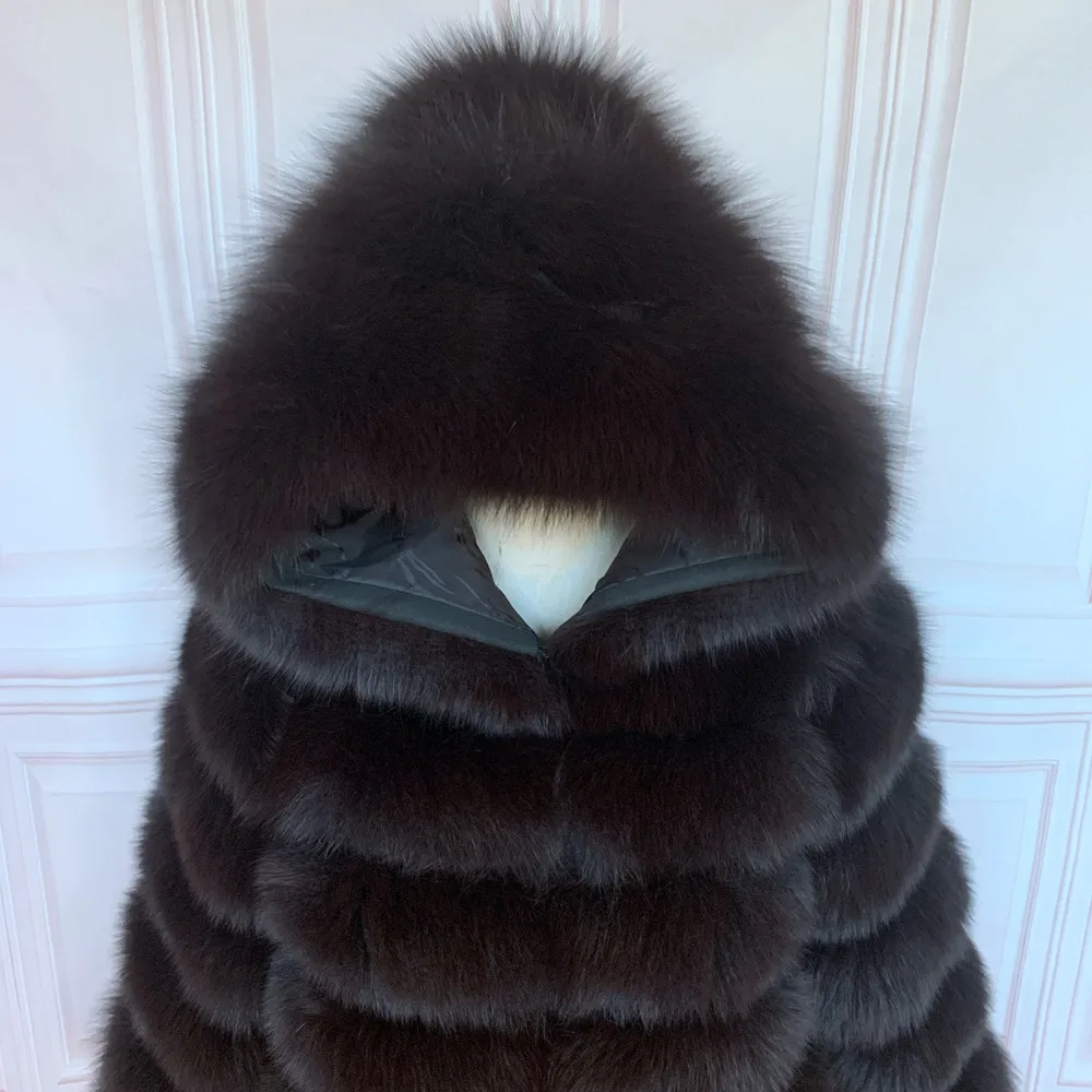 Length Sleeves HOOD 5in1 real fur coats Women Natural Real Fur Jackets Vest Winter Outerwear Women fox fur coat high quality fur