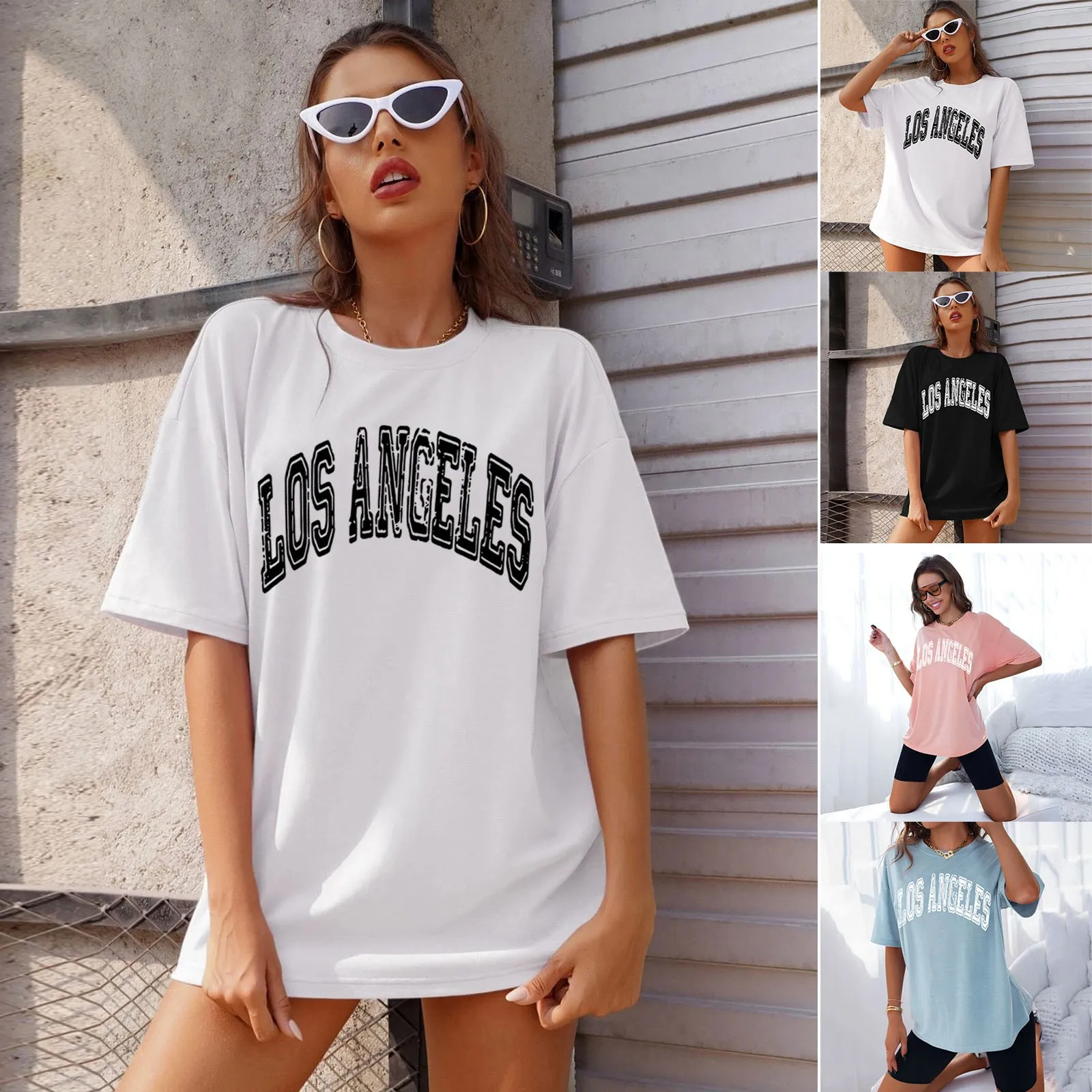 

Women Drop Shoulder Top Shirt Print Oversized Short Sleeve Loose Tops Shirt Causal Summer Top Blouse Turtleneck Tee for Women