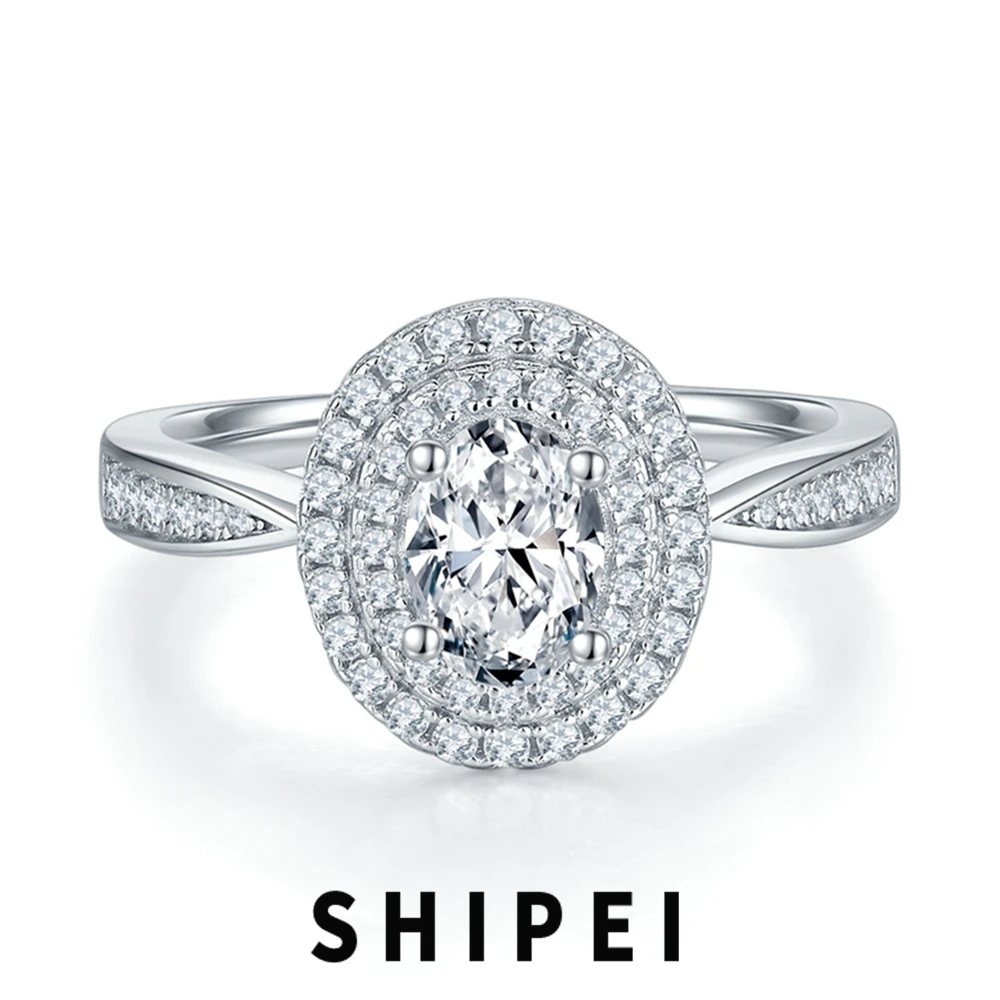 

SHIPEI 925 Sterling Silver Oval VVS1 1CT D Real Moissanite Diamonds Gemstone Wedding Engagement Ring Fine Jewelry GRA Wholesale