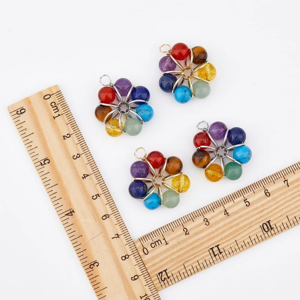 12 шт. 7 чакр подвески из драгоценных камней смешанные каменные в проволоке