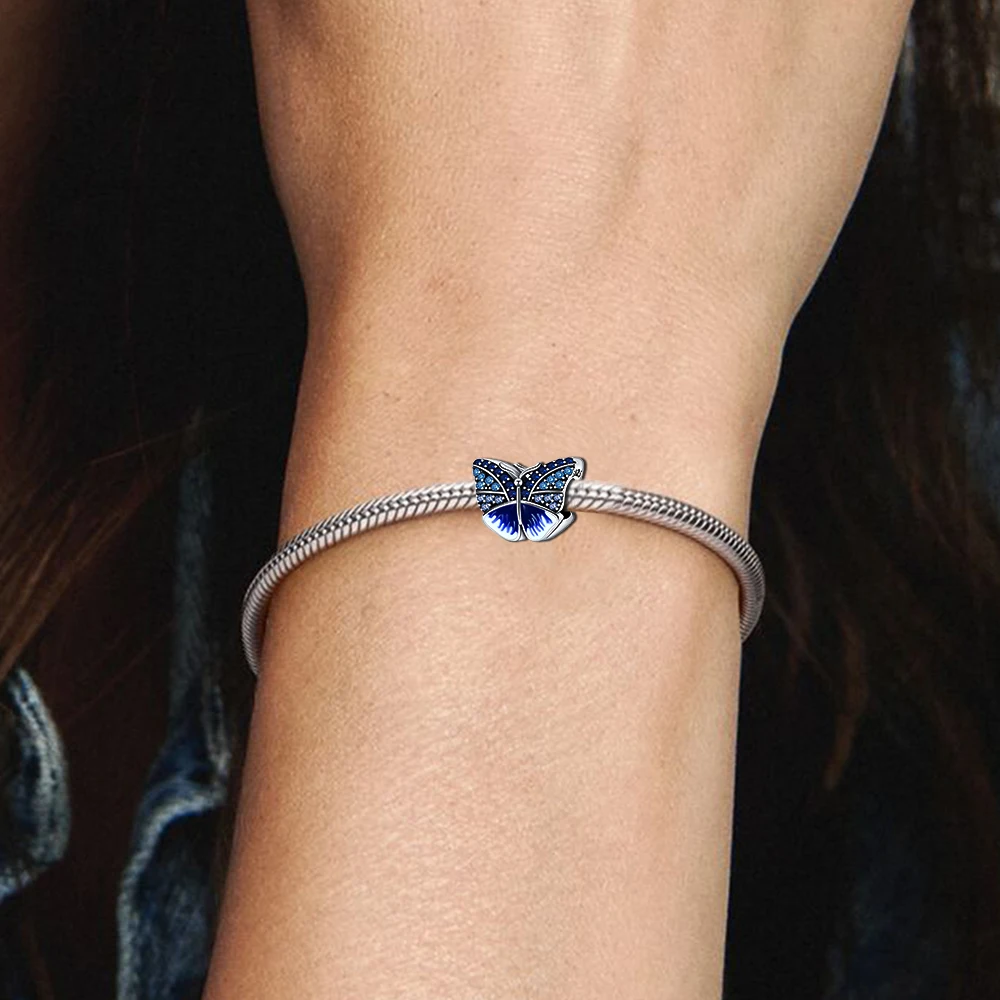 ChimNew-Pendentif papillon coloré en argent 925 pour femme, perles pour bricolage, bracelet de personnalité exécutive, cadeau de fête d'anniversaire