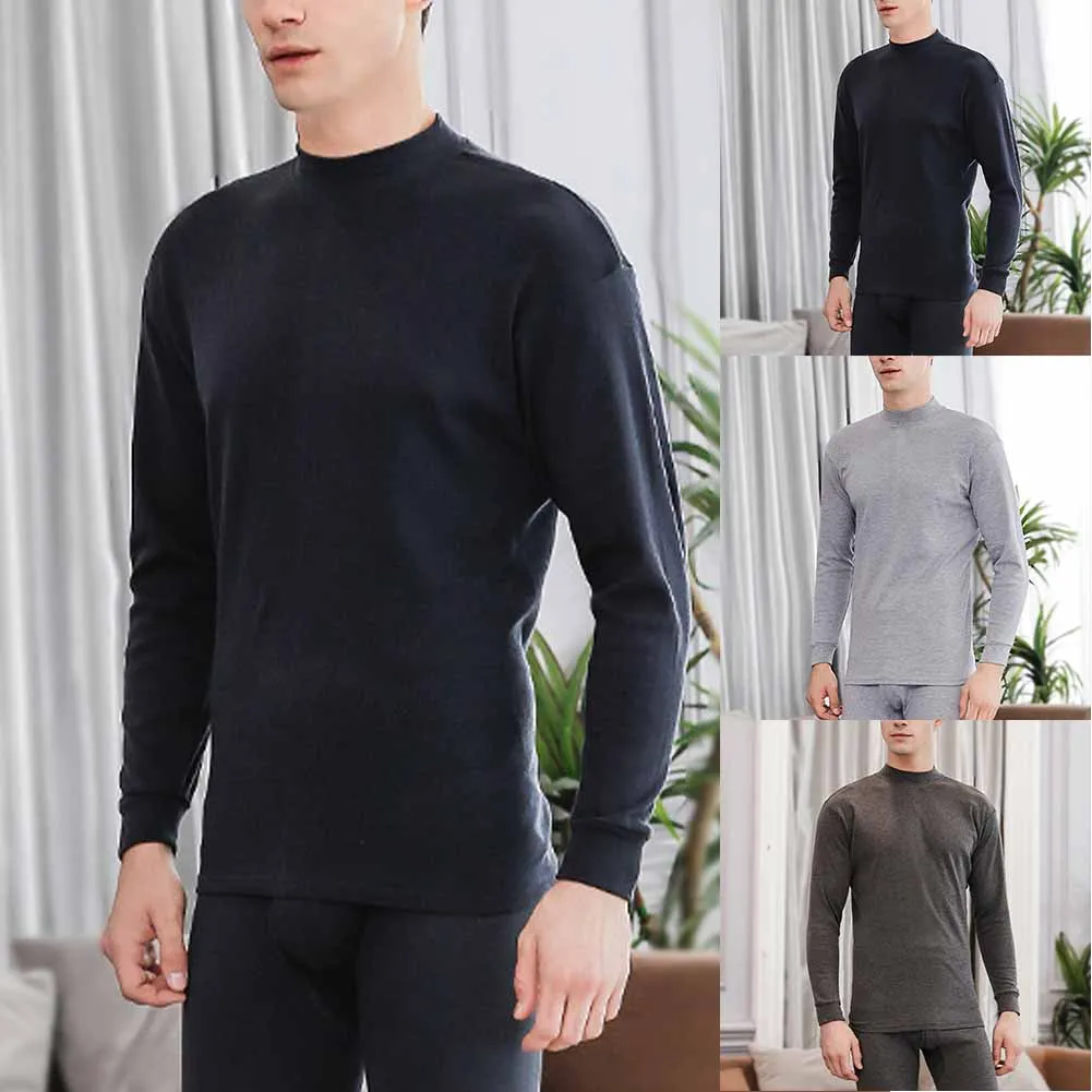 

Mens Thermo Top Long Sleeve Bottom Shirts Thermal Underwear Casual Home Wear Sleep Wear Winter Autumn Keep Warm Base T-Shirt