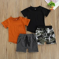 0 24m baby newborn girls boys two piece sets solid short sleeve o neck tops loose shorts infant toddler summer casual outfits