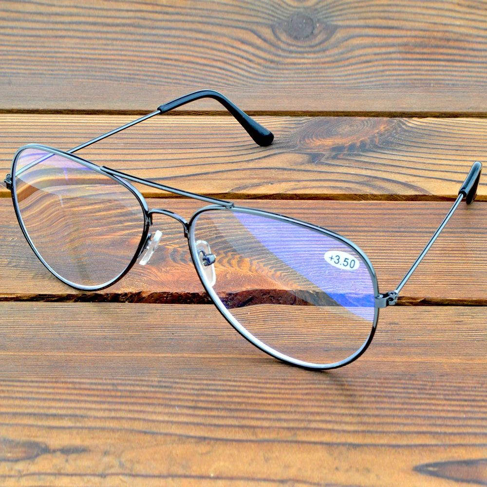 

Oversized Double Bridge Frame Pilot Style Spectacles See Near N Far Progressive Multi-focus Reading Glasses +0.75 To +4