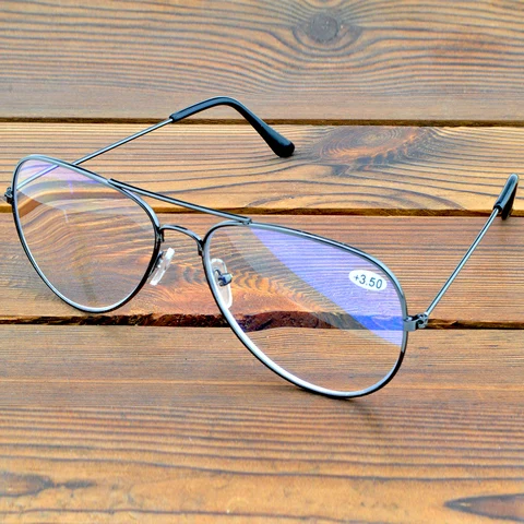 Очки большого размера с двойной оправой, очки-авиаторы, многофокусные очки для чтения с дальностью от + 0,75 до + 4