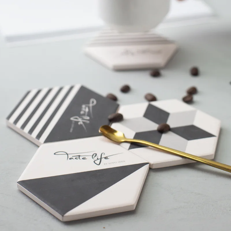 

Nordic Style Hexagon Diatomaceous Earth Absorbent Pad Insulated Coaster Tea Cushion Placemat Kitchen Supplies Bowl Mat