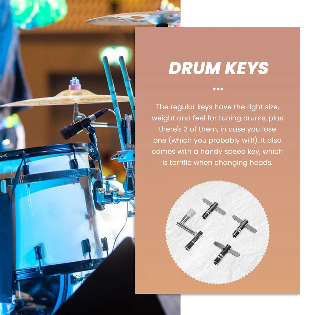 Ключи для барабана 4-пакетный ключ настройки с ключом непрерывной скоростью