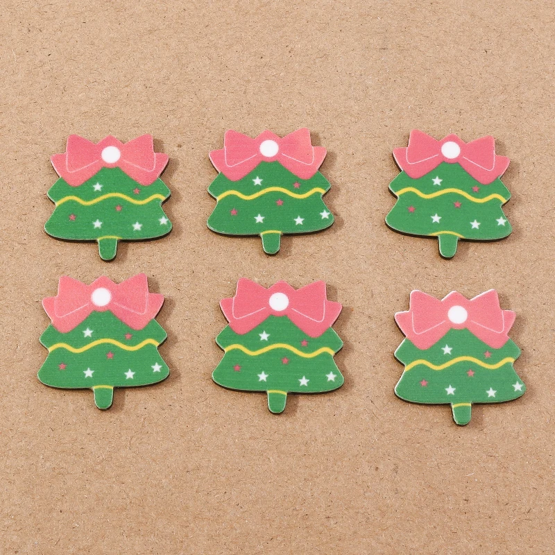 

10pcs 24x28mm Resin Cute Christmas Tree Flatback Cabochon Scrapbooking Crafts for Jewelry Making New Year Home Decorations