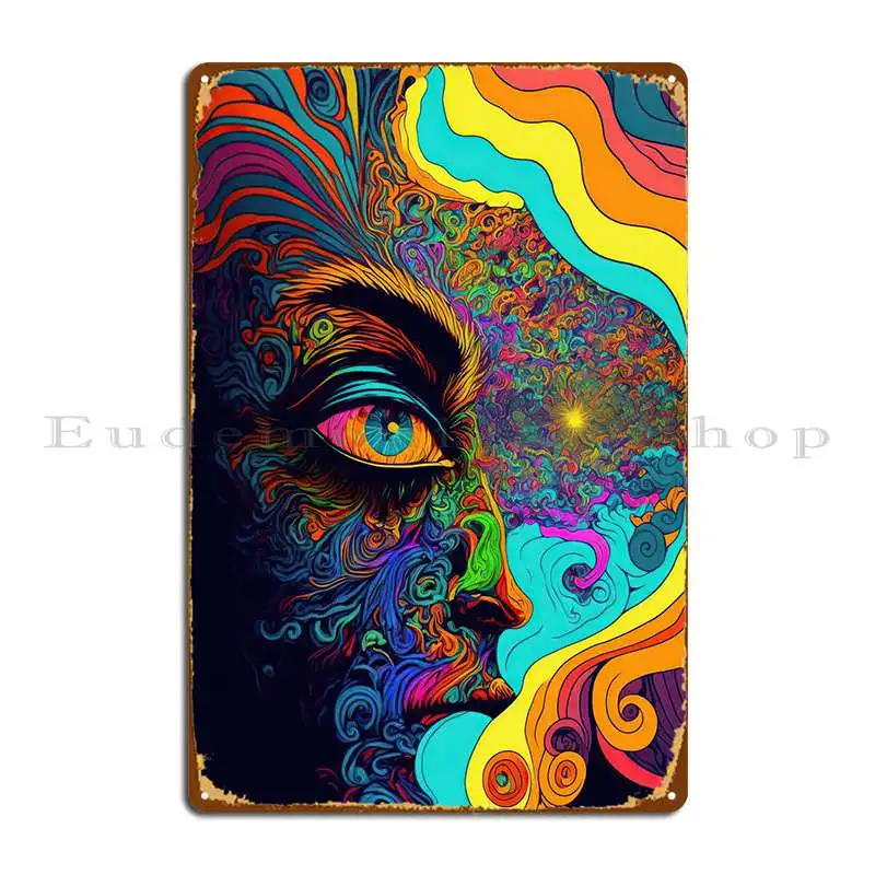 

Psychedelic Metal Sign Rusty Garage Decoration Cinema Custom Custom Tin Sign Poster