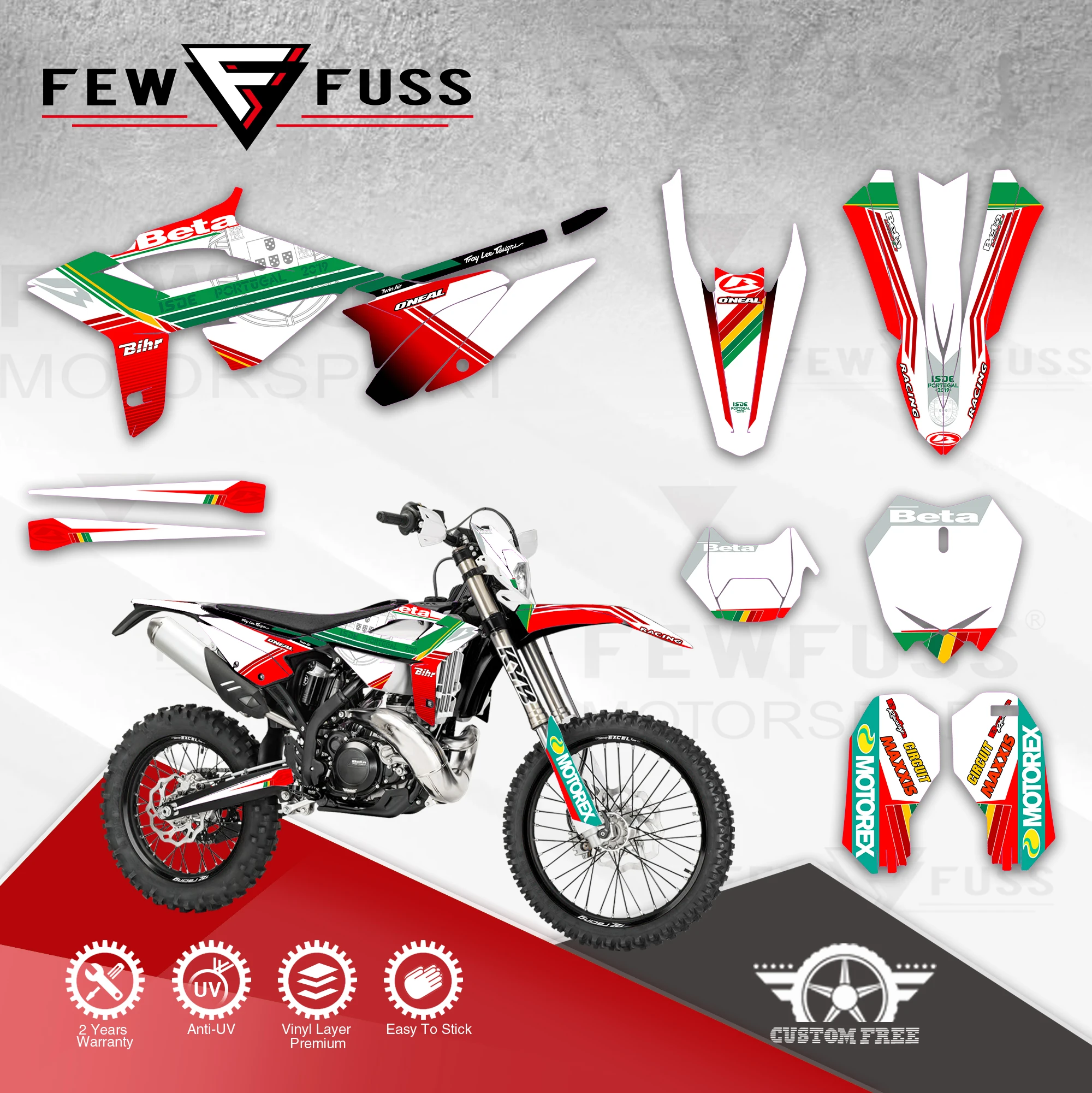 FEWFUSS Custom Team Graphics Backgrounds Decals 3M Stickers Kit For BETA 2020 2021 2022 RR RR-S 125 200 250 300 350 390 02