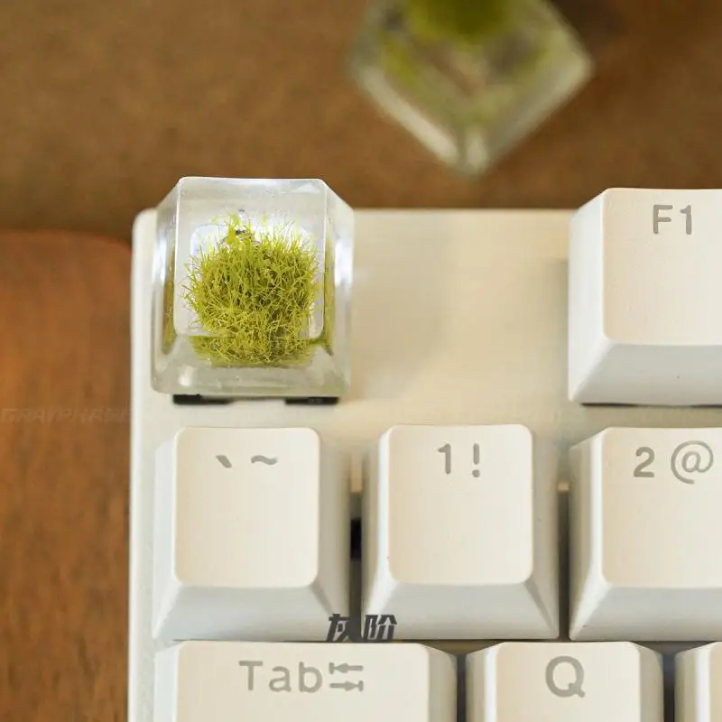 1Pc Resin Grass Keycap Transparent Simple Personality Cross Axis Mechanical Keyboard Keycap Keyboard Professional Accessories