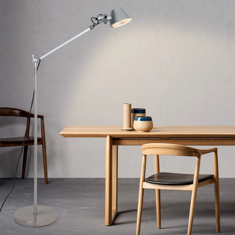 Серебристый ретро-светильник в пол нордическая Регулируемая Напольная Лампа для