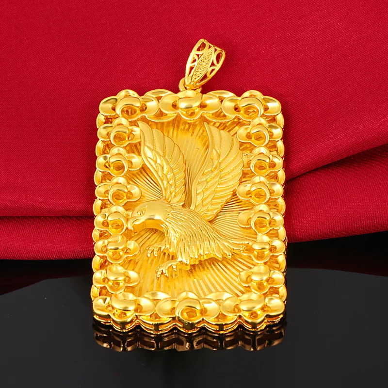 

Fashion 24k Gold Plated Domineering Men's Buddha Gold Jewelry Eagle Gold Plated Necklaces Pendant Jewelry Not Fade Without Chain