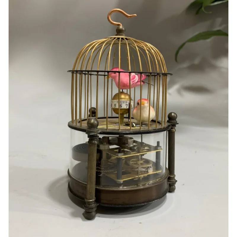 

Китайская латунная архаизовая птичья клетка, часы, ремесла, статуя