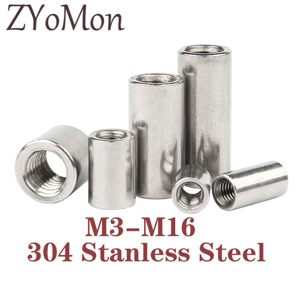 

M3 M4 M5 M6 M8 M10 M12 ~ M16 304 Stainless Steel Extension Thicken Round Column Joint Coupling Nut Cylindrical Connect Screw Nut