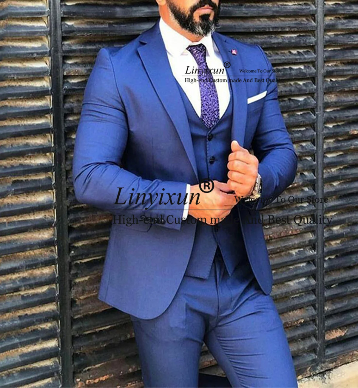 

Синие Свадебные костюмы для мужчин смокинги с отложным воротником для жениха 3 предмета пиджак брюки жилет деловой мужской блейзер комплекты приталенный костюм для мужчин