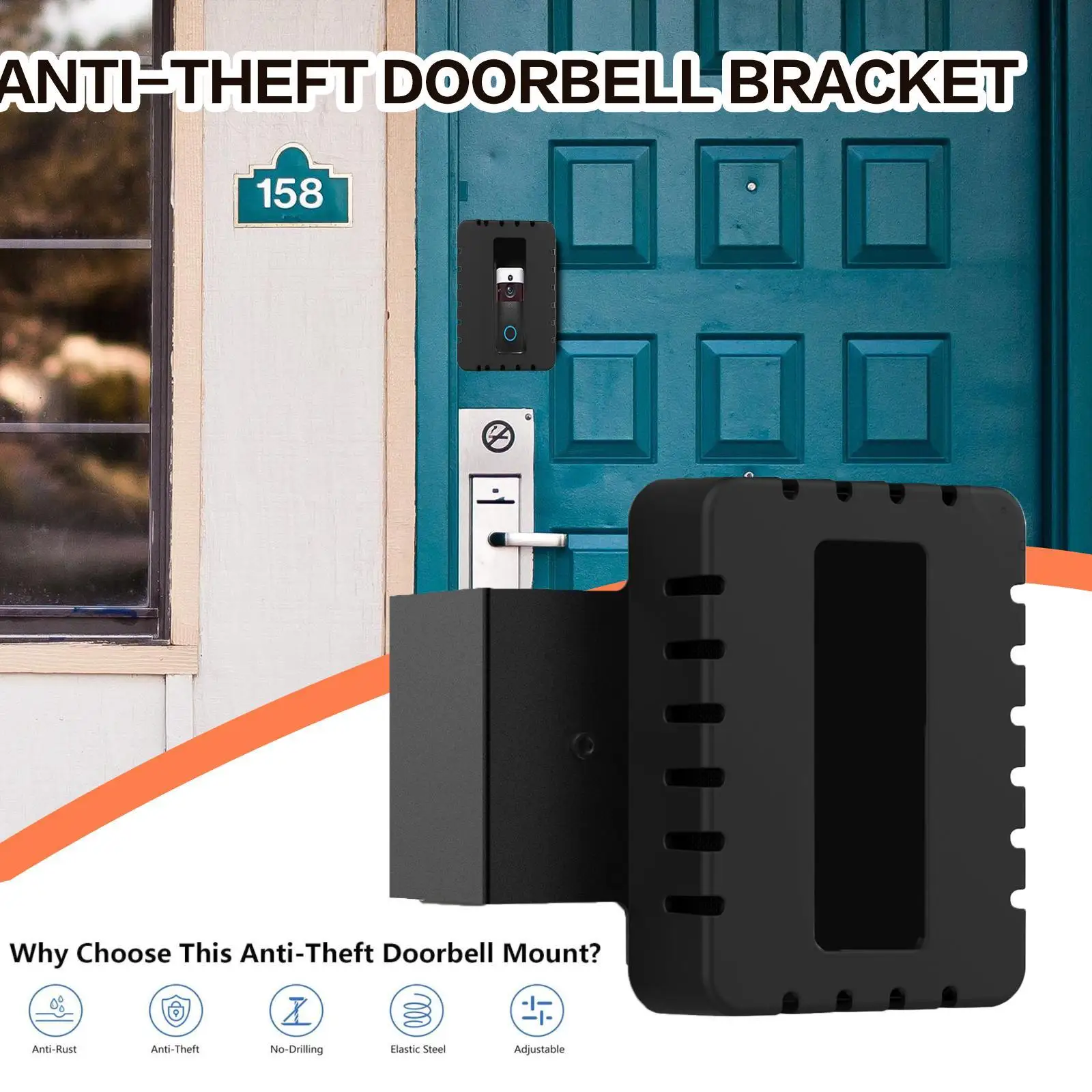 

Fixed Anti-theft Clip Door Bracket Doorbell Holder Mount Camera No Drill Safety Anti-Theft Accessories Holder Bracket For Home