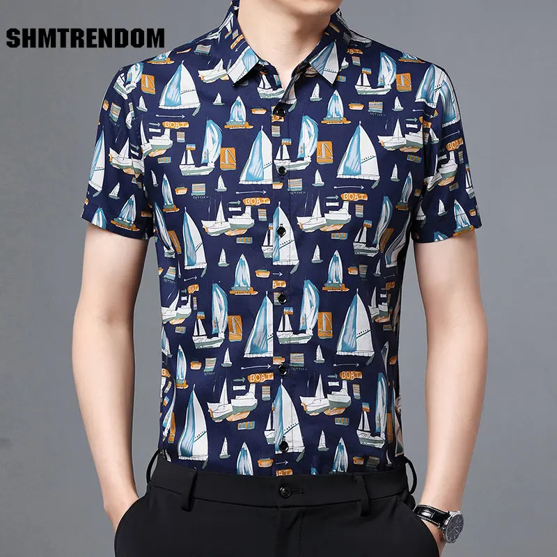 

3D Digital Printing Streetwear Loose Fit Short Sleeve Men Shirt Summer New Quality Mercerized Cotton Icy Smooth Camisa Masculina