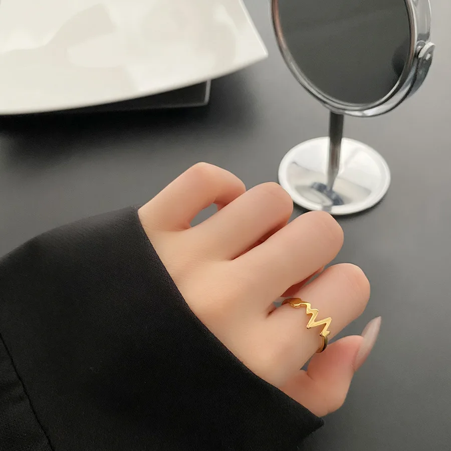 

Trendy Golden Metal Stainless Steel Ring Heart Ripple Circle Anillo Ringen Anillos Mujer Women Punk Finger Rings Fashion Jewelry