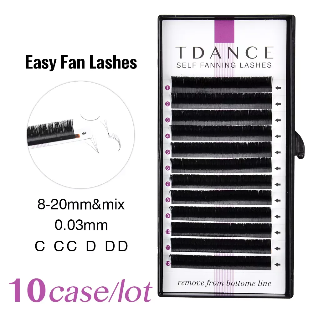 

TDANCE 10pcs/lot Self-Making Fans 0.03 Eyelash Extension Austomatic Flowering Fast Fan Easy Fan Bloom Volume Lashes