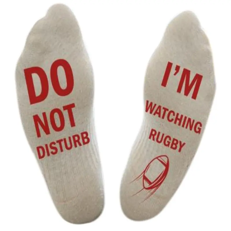 

1 Pair Football Socks Medium Rugby Funny Fashion Trend Unisex Men Soft Elastic Breathable Winter Autumn Casual Letters Print