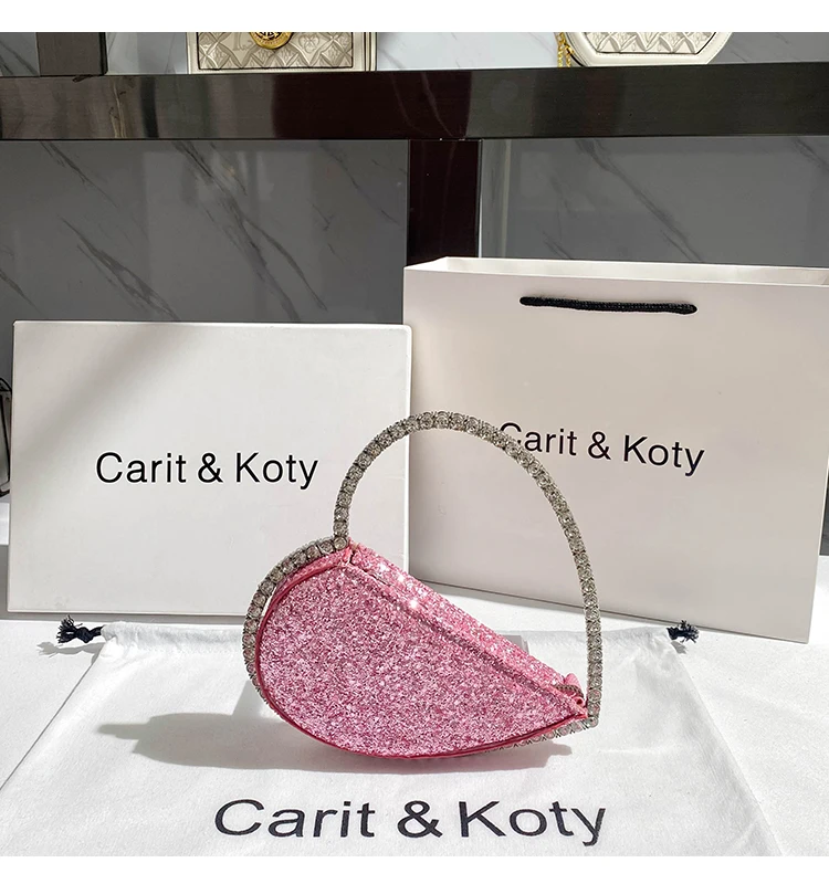 Luxury Designer Diamonds Metal Handle Handbag Glitter Shiny Sequined Evening Bag Wedding Party Clutch Purse Women Shoulder Bag