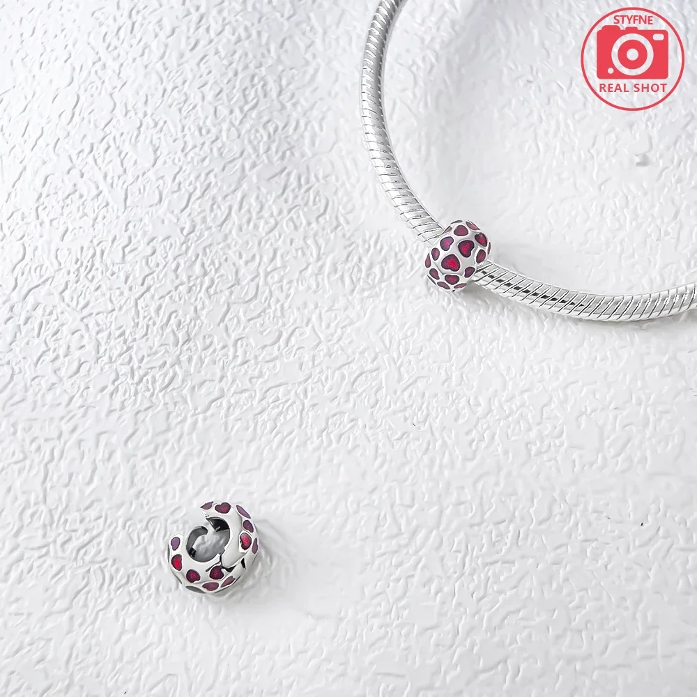 Фото New 925 Silver Sparkling Magic Cube Love Charm Red Heart Beads Fit Pandora DIY for Women Original Bracelet Fine Gift Accessories №2