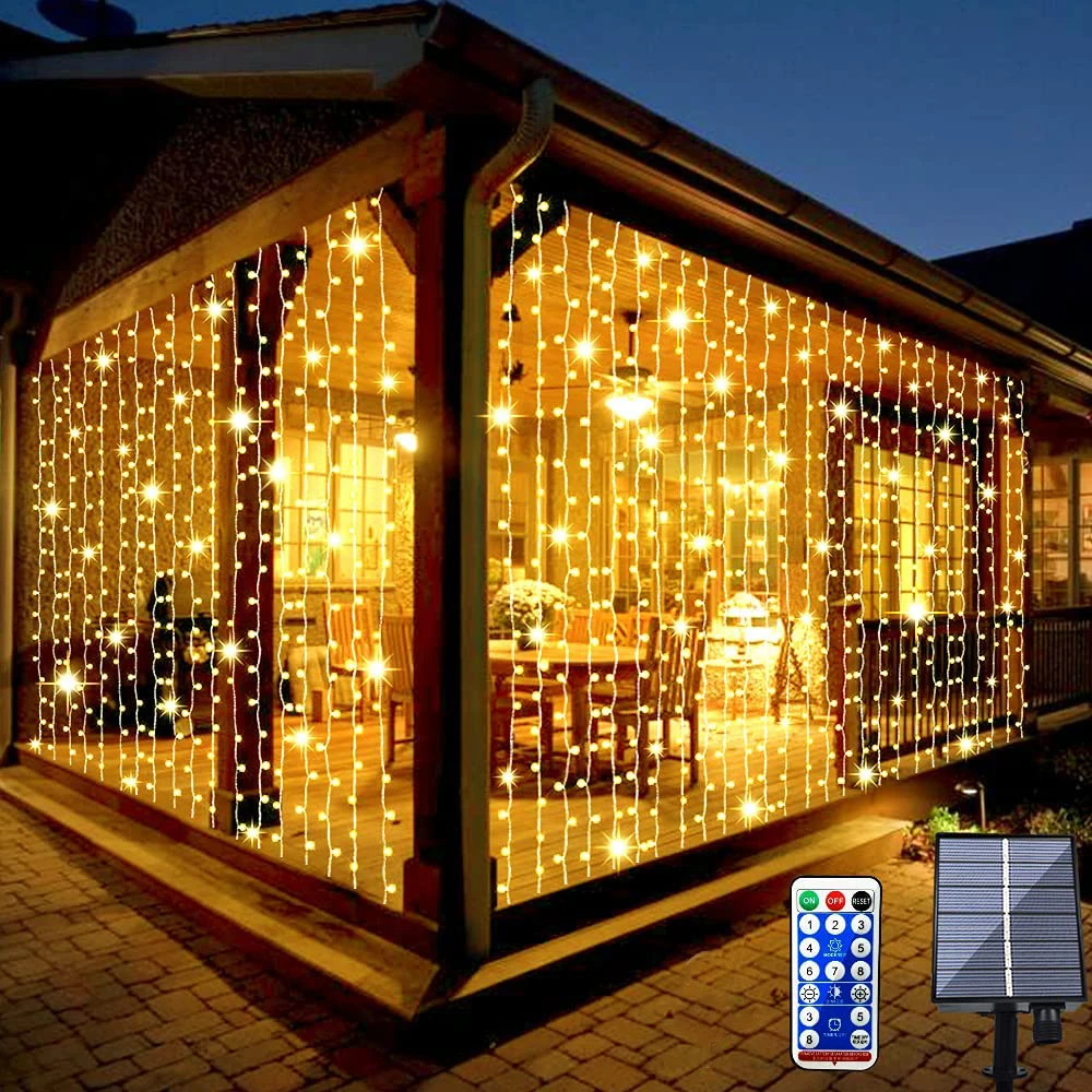 屋外ソーラーカーテンライト,クリスマスLEDカーテン,結婚式用,新年,パティオの装飾,6x3m,3x3m,3x2m,3x1m
