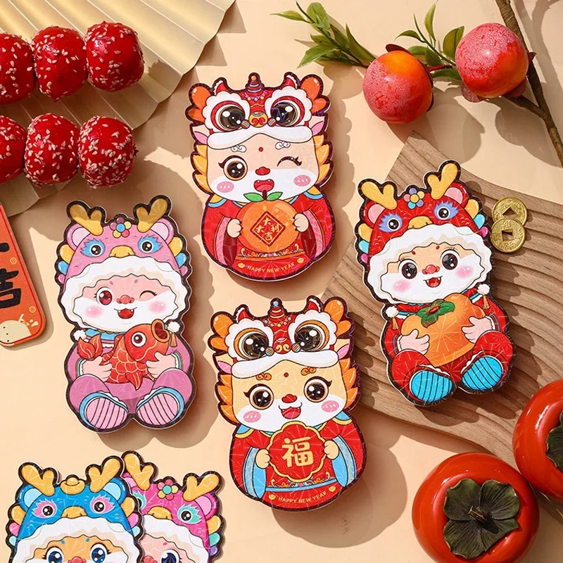 

6Pcs/set Chinese New Year 2024 Lucky Red Envelope Dragon Year Spring Festival Red Envelopes Money Pocket New Year Decorations