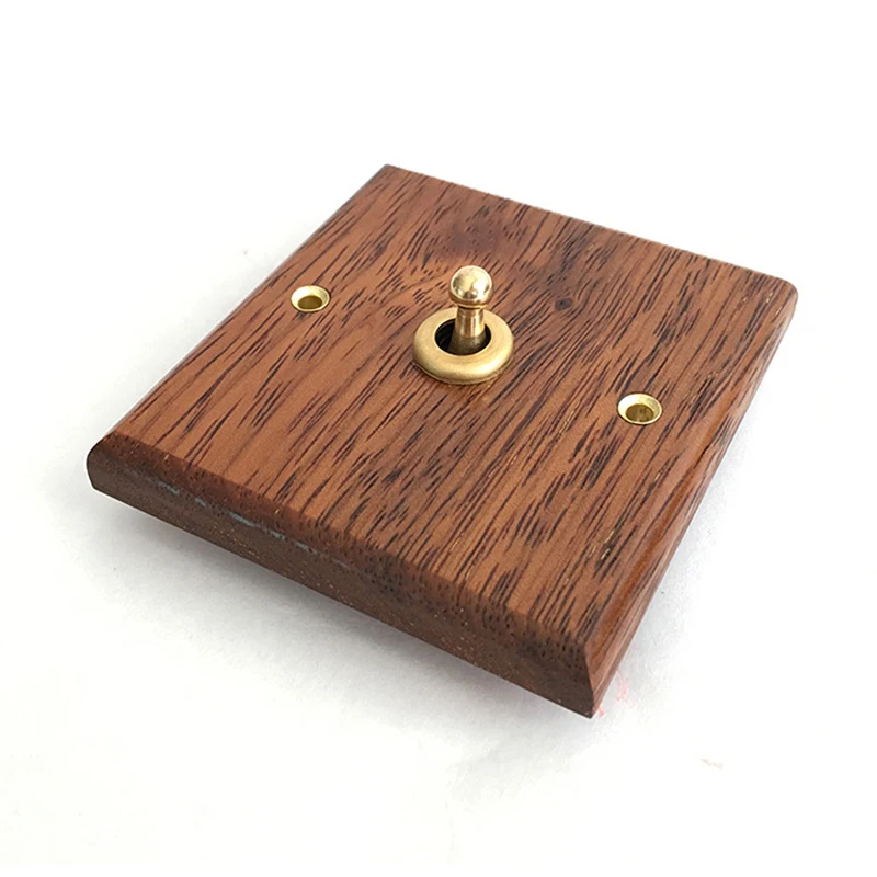 

Home Improvement 1-4 Gang 2 Way Solid Wood Panel Wall Light Brass Toggle Switch Pineapple Grid Wood Switch EU Socket
