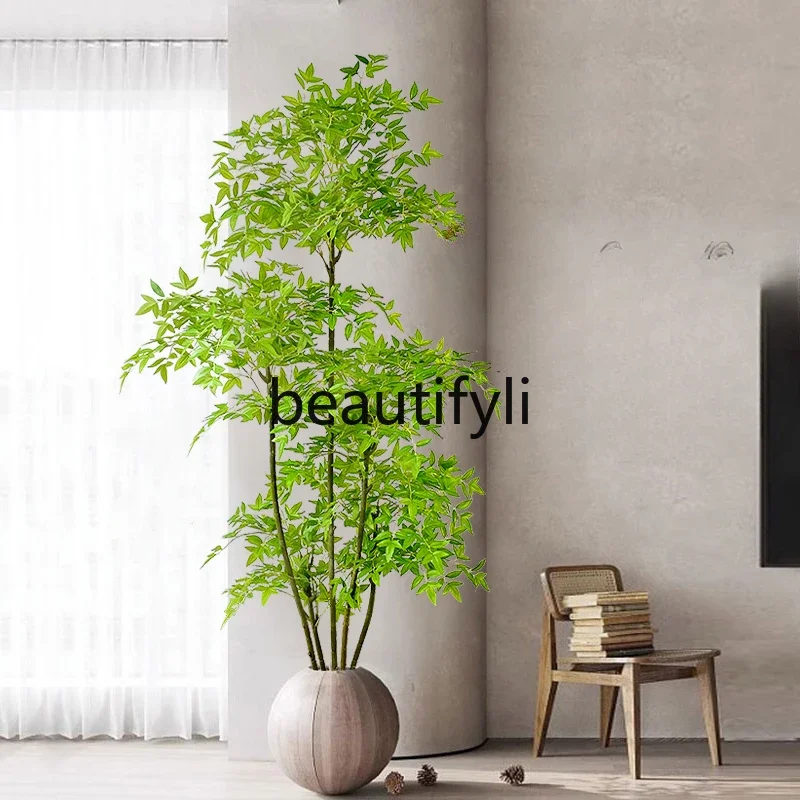 Имитация зеленого растения Наньтанского бамбука большое растение в горшке