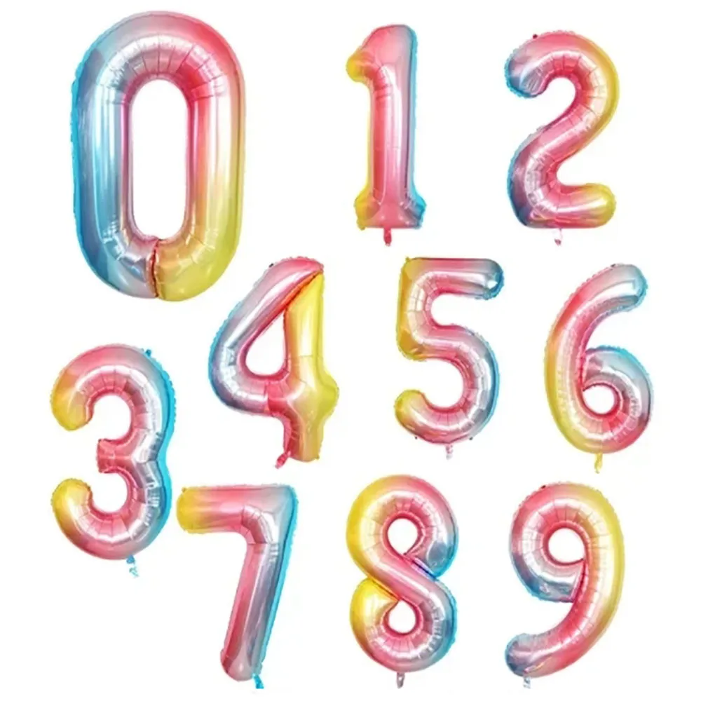 1 шт. 40-дюймовые пастельные фольгированные шары с радужными цифрами звездное небо