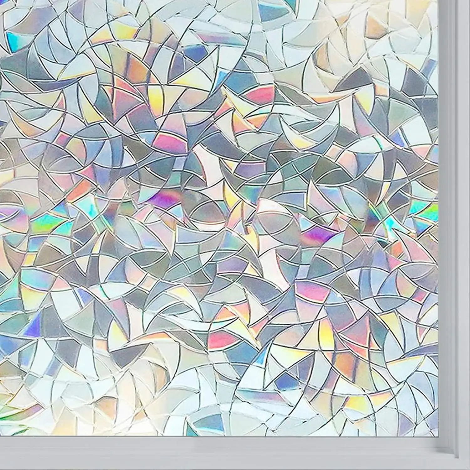 

LUCKYYJ Window Privacy Film Rainbow Static Cling Stained Glass Film Window Stickers, Anti-UV Sun Blocker Heat Control for Home