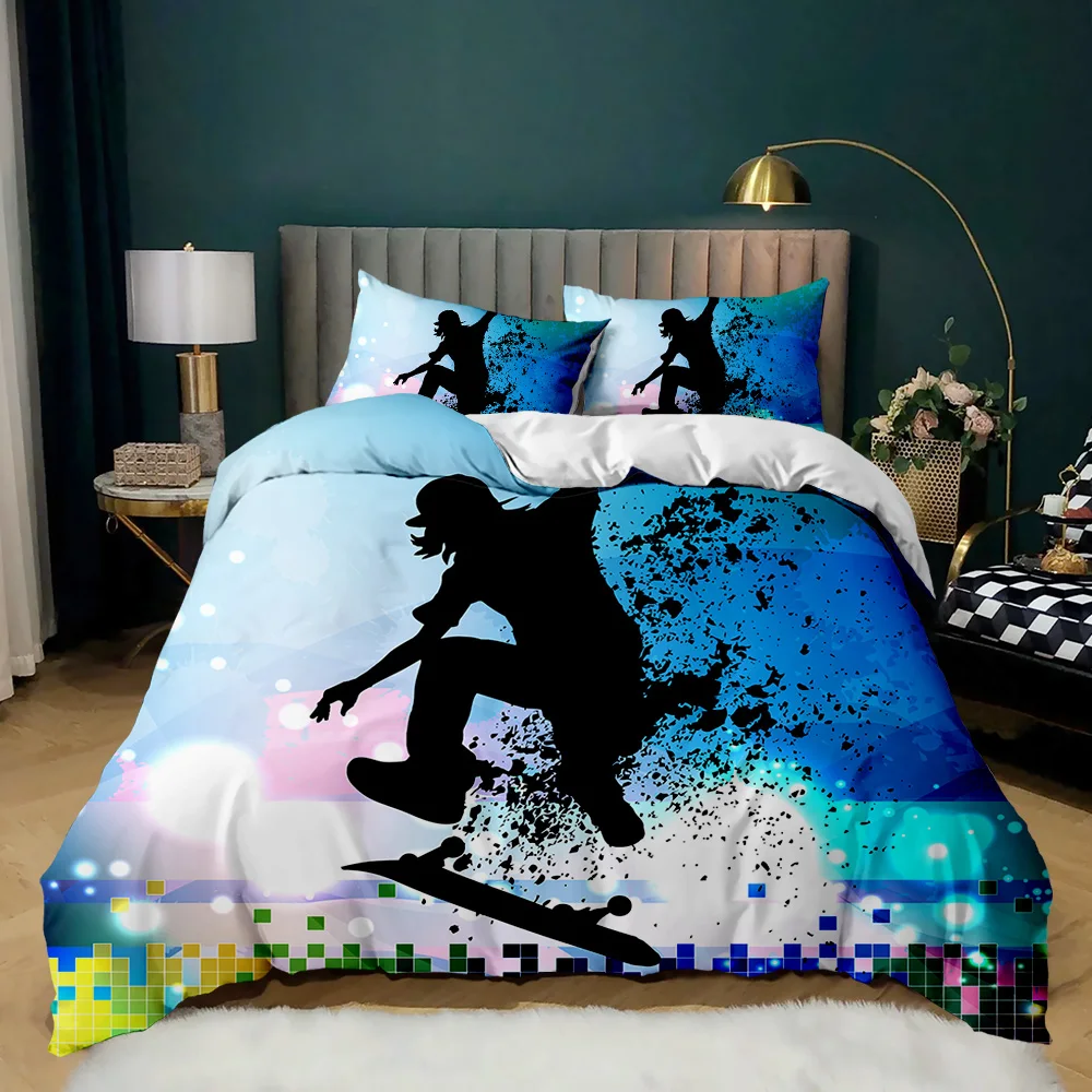 

Комплект постельного белья в стиле хип-хоп, пододеяльник для скейтборда с разноцветными радужными красками, в стиле хиппи, абстрактные граф...