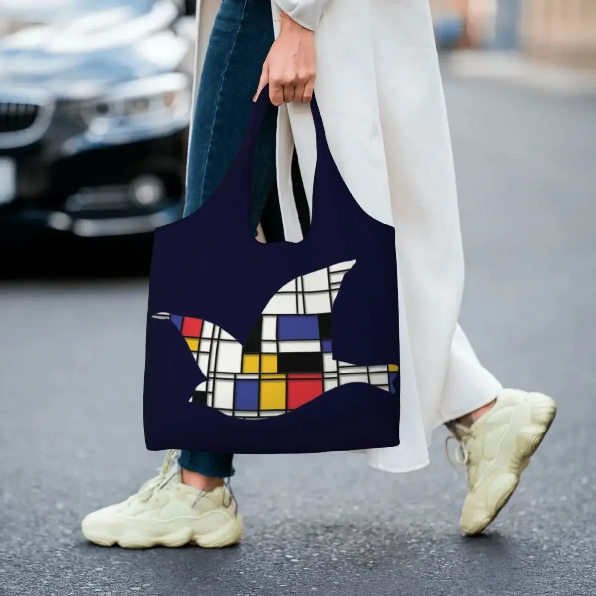 Изготовленные на заказ сумки-тоут для покупок When Mondrian встречает рене Магритта