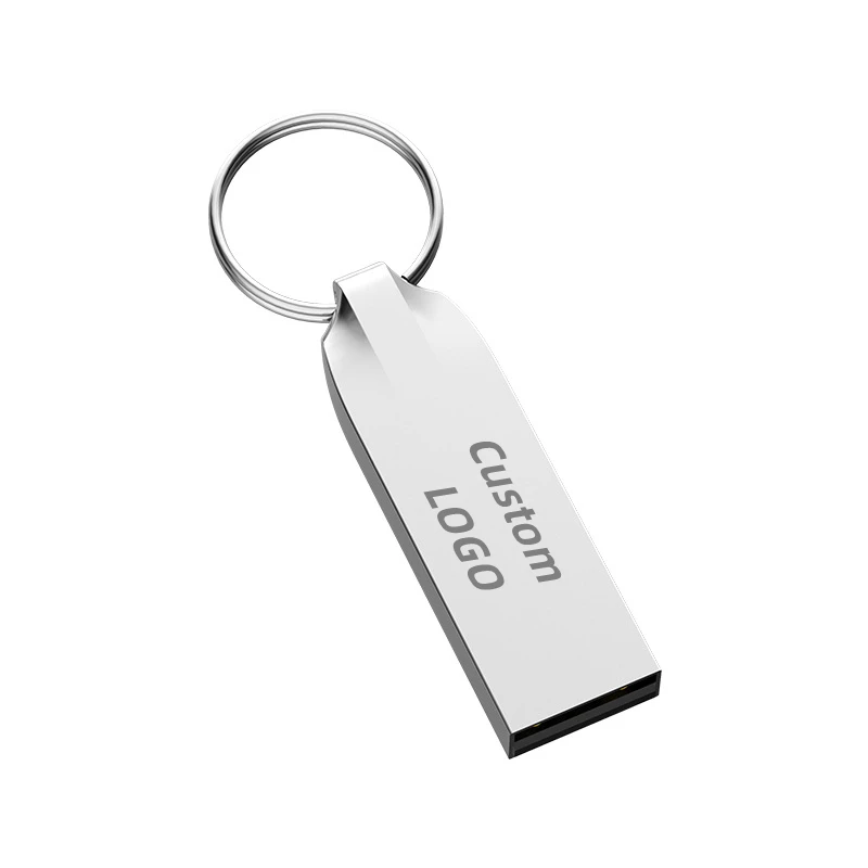 

Free Custom Laser Engraving LOGO Silver Ring Metal USB2.0 High-speed Flash Drive 128GB