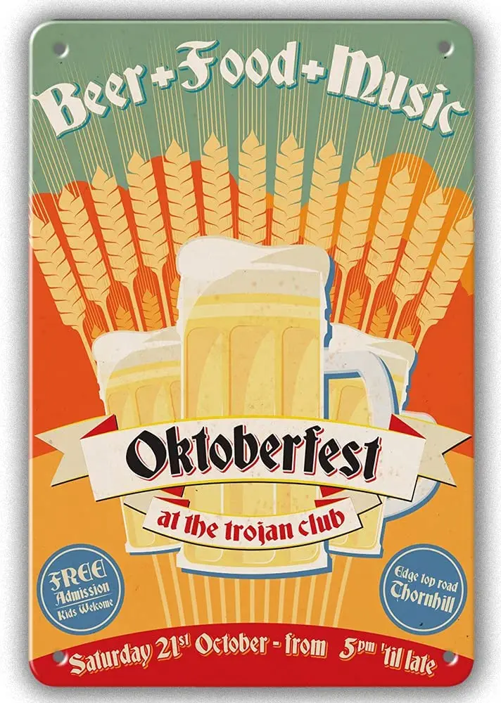 

Добро пожаловать в Октоберфест, металлический жестяной знак, пиво, еда, музыка, жестяной знак, настенный плакат, железная живопись