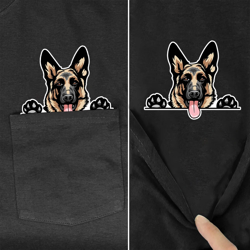 Черные хлопковые футболки CLOOCL, футболки с карманом немецкой овчарки, летние топы в стиле хип-хоп, женские футболки с графическим рисунком, Прямая поставка