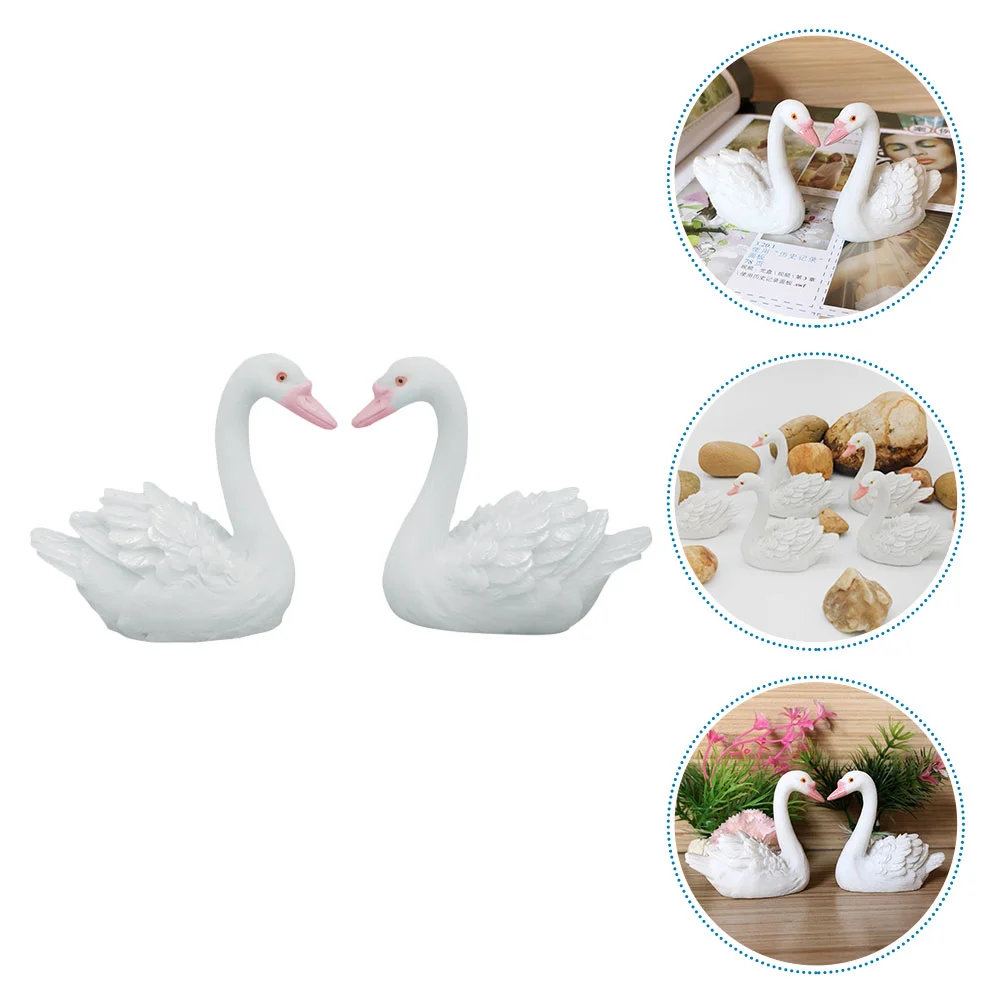 

Swan Figurines Animal Figurine Decor Resin Wedding Couple Miniature Home Model Ornament Statue Figures Decorations Statues Cake