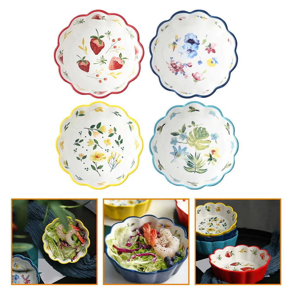 

4pcs Snack Bowl Desktop Candy Tray Ceramic Fruit Storage Dish Exquisite Tray