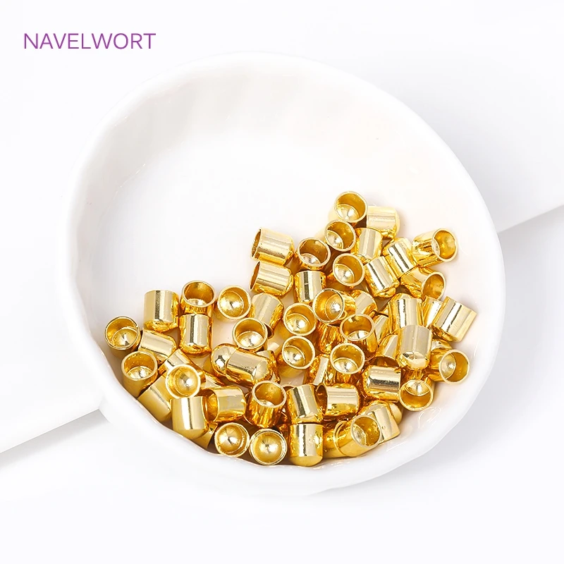 

18K Gold Plated Fastener Crimp Clasps Leather Cords End Tip Beads Caps For Jewelry Making DIY Leather Cord Bracelet Findings