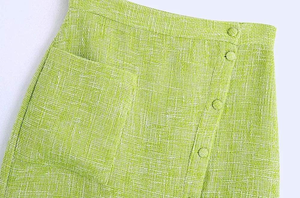 Женская твидовая юбка средней длины винтажная модная на пуговицах с разрезом