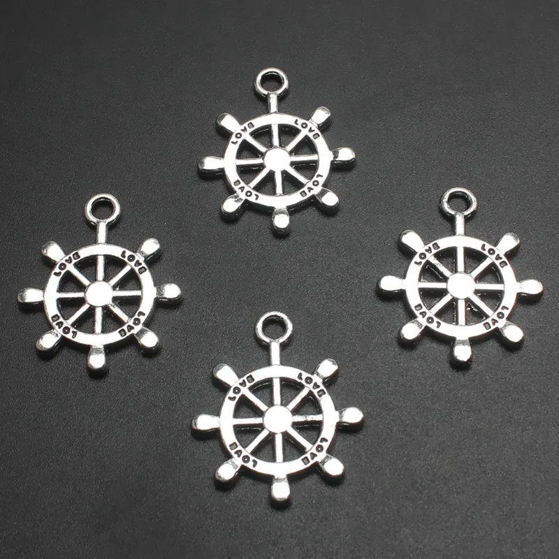 

20pcs Silver Plated Rudder Alloy Pendant DIY Charms Hip Hop Earrings Bracelets Jewelry Crafts Metal Accessories P1779