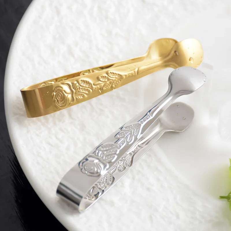 

Sugar Clip 304 Stainless Steel Mini Food Clip Rose Grain Ice Clip Biscuit Clip Lemon Slice Tweezers Clip