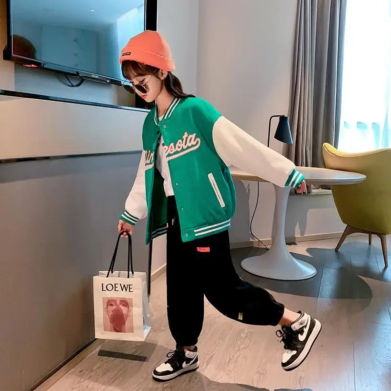 

2022 Kids Clothes For Teen Quilted Spring Children's Jacket Baseball Suit Bomber Tiny Cottons Coats And Jackets 12 14 Year Girl