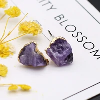 natural amethysts earrings irregural shape a pair natural agate stone earrings for making diy jewerly wholesale 14x20mm