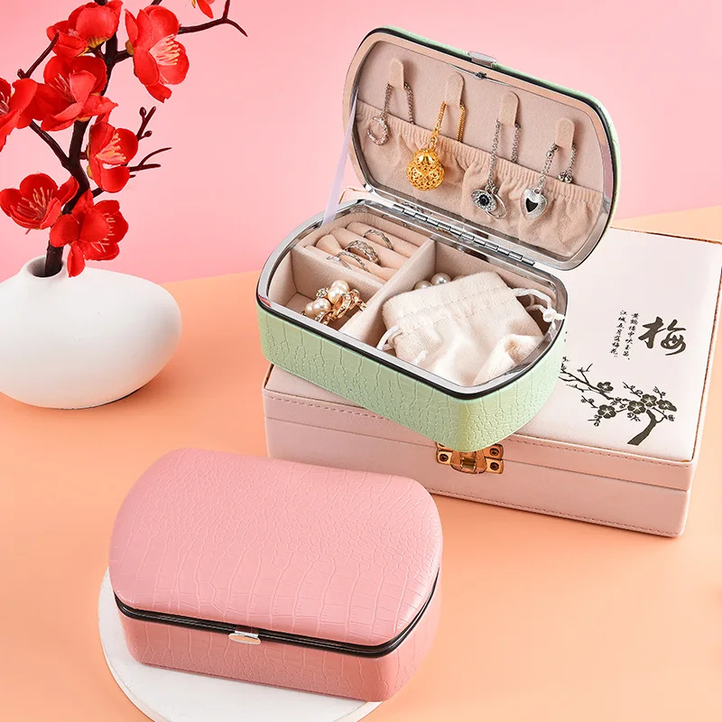 Шкатулка для хранения ювелирных изделий из искусственной кожи портативный